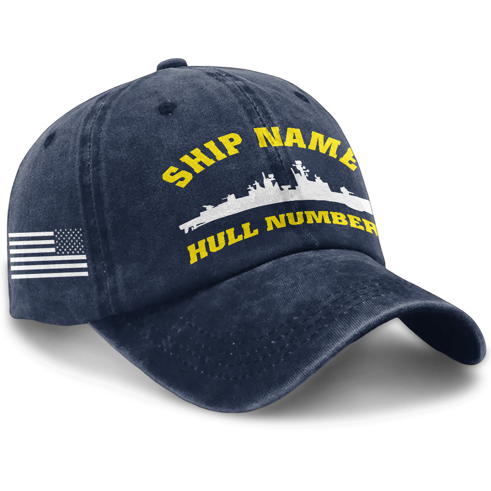 Personalized Navy Ship Name Washed Cap