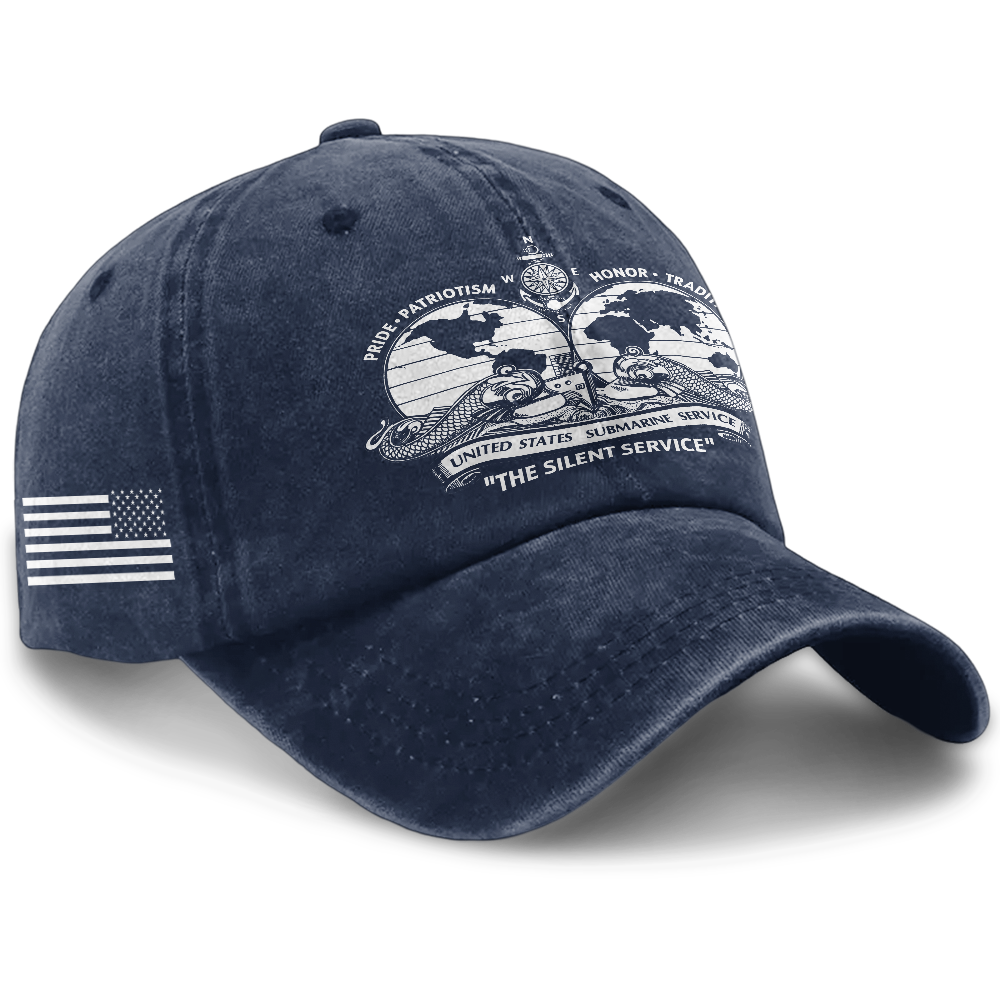 Navy Submarine The Silent Service Washed Cap