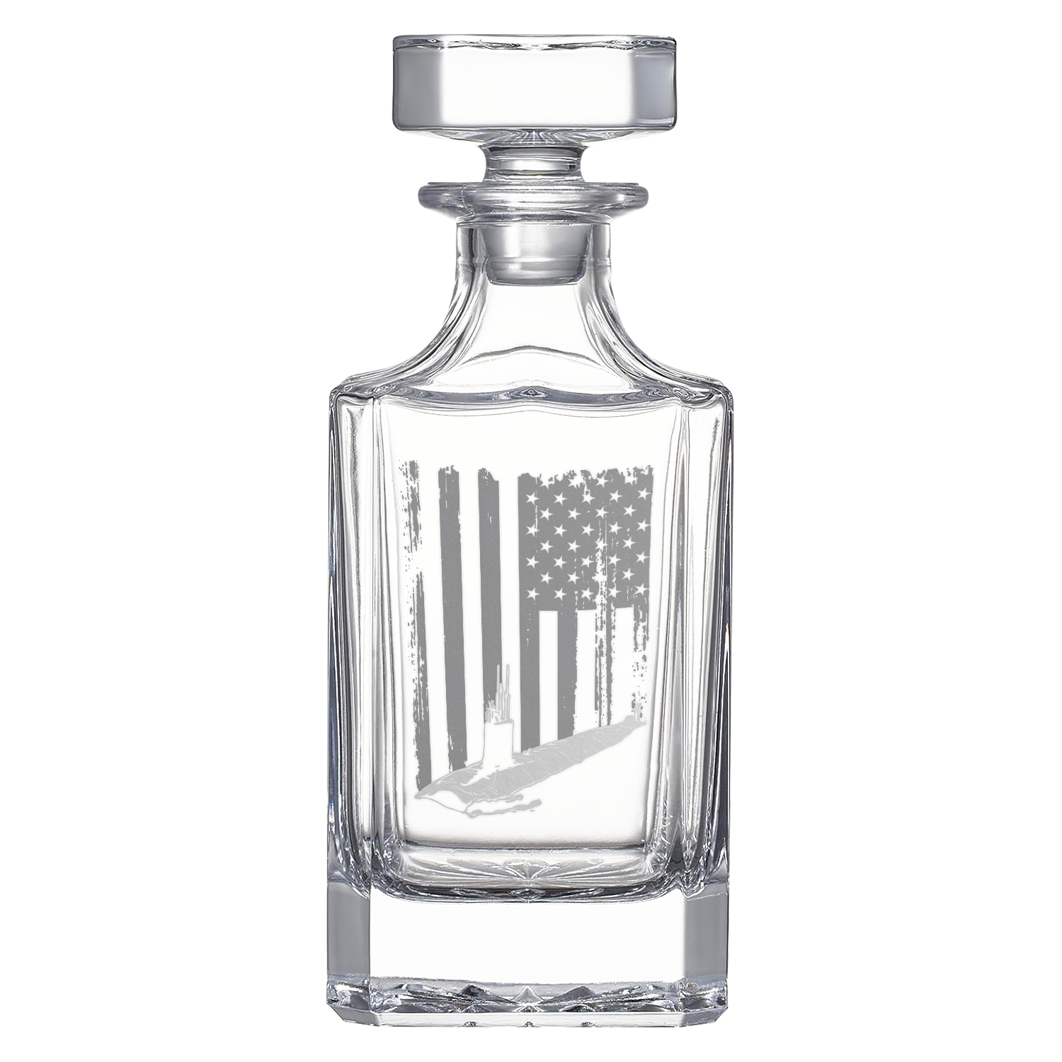 Personalizable Navy Submarine Bullet Whiskey Glass & Decanter Set