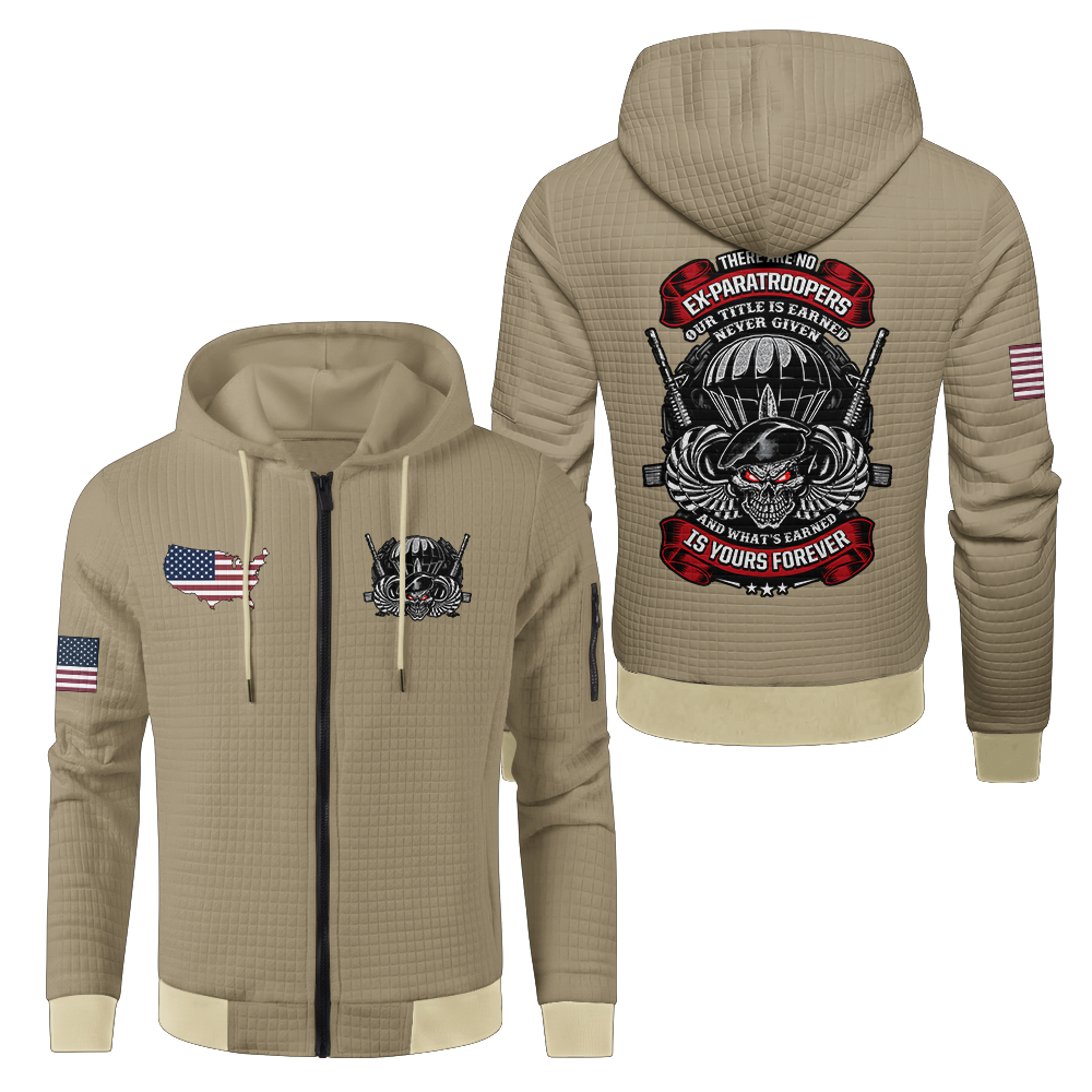 Airborne There Are No Ex-Paratroopers Waffle Hooded Jacket