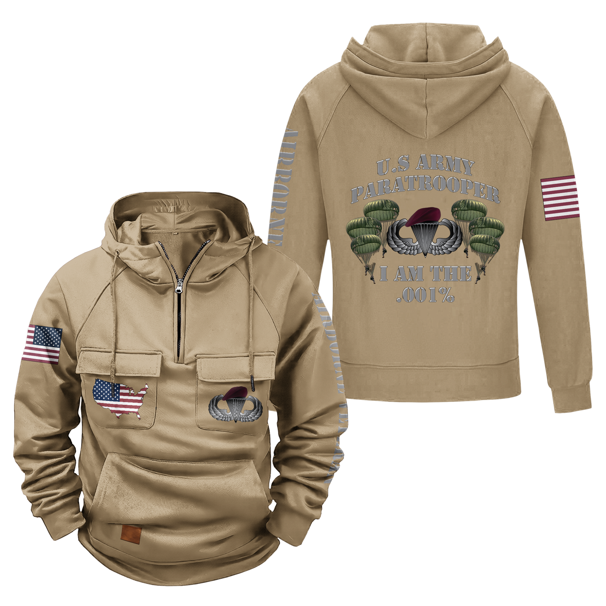 Paratrooper I Am The .001% Vintage Quarter Zip Hoodie