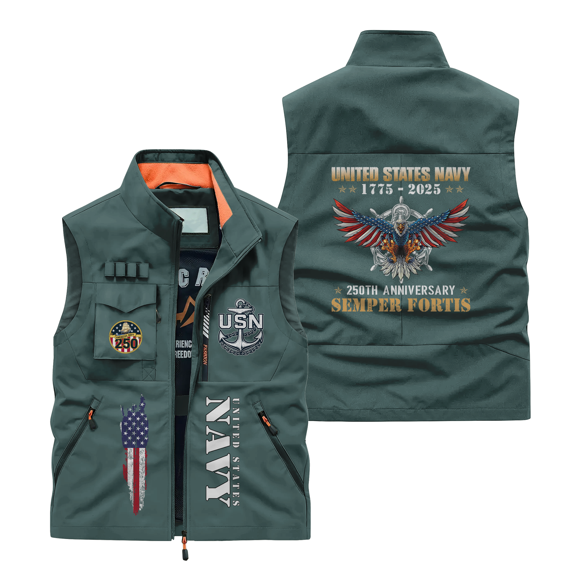 Navy 250th Anniversary Pocket Vest