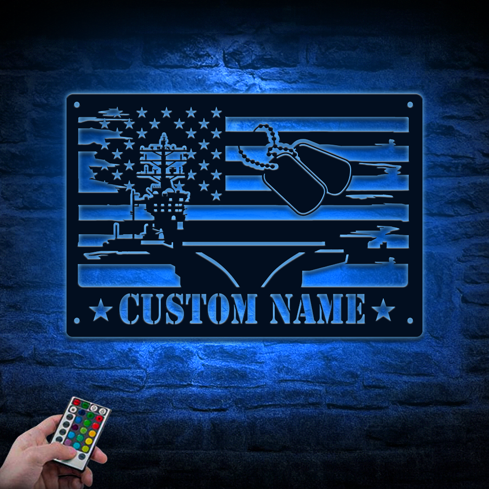 Personalized Navy Ship Aircraft Carrier Metal Sign Wall Art