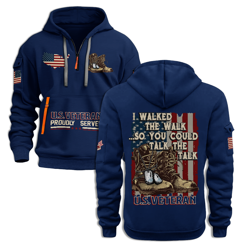 Veteran I Walked The Walk Quarter Zip Hoodie