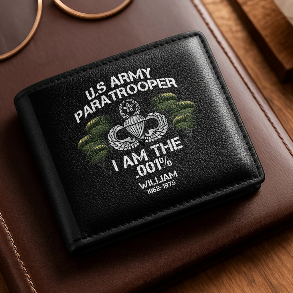 Personalizable Airborne Paratrooper I Am The .001% Leather Wallet
