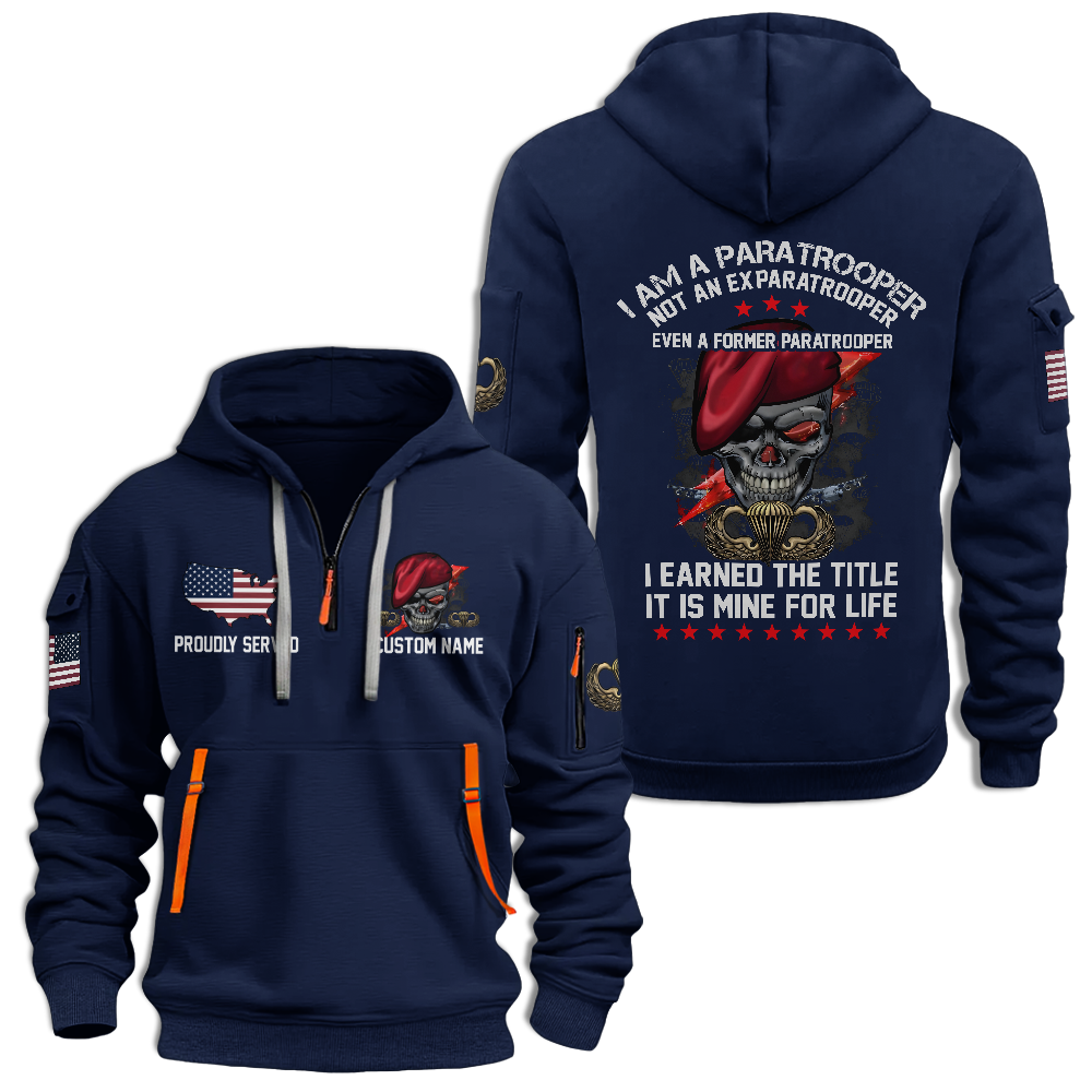 Personalizable Airborne I Am a Paratrooper Quarter Zip Hoodie