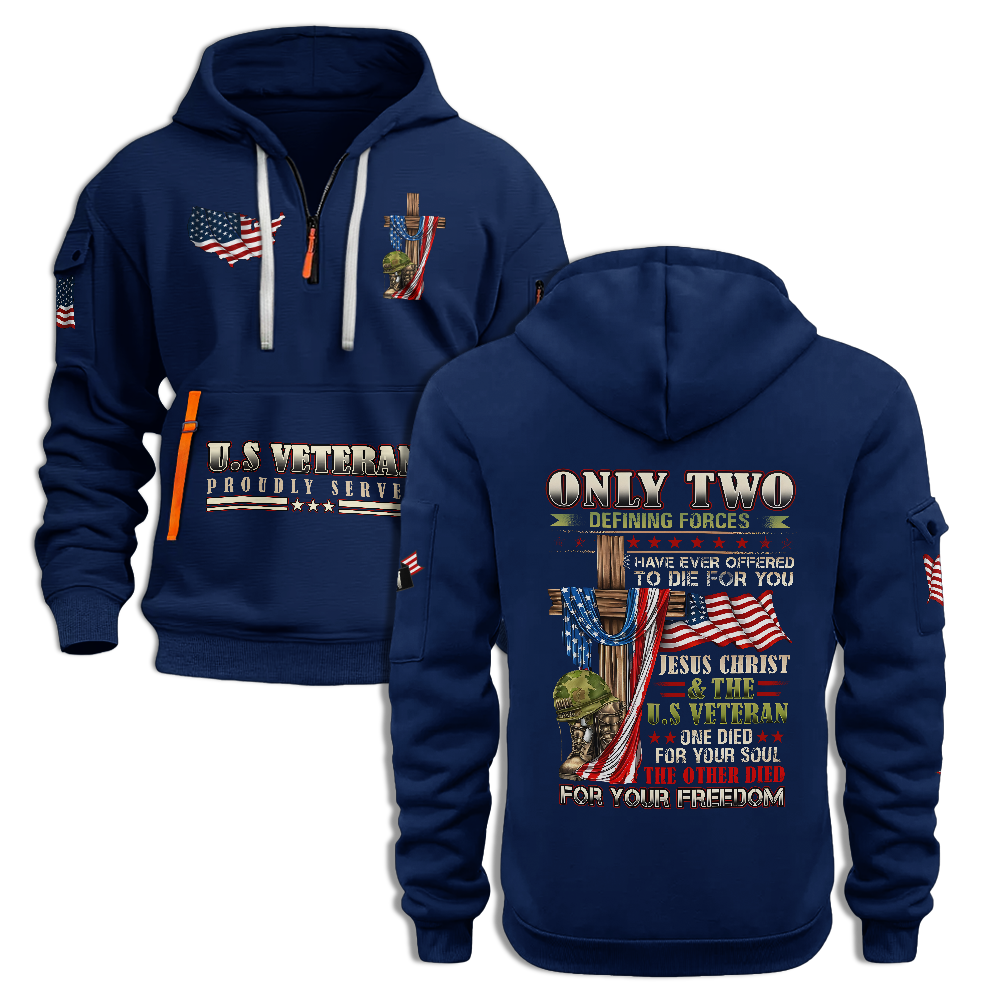 Jesus Christ & U.S Veteran Quarter Zip Hoodie