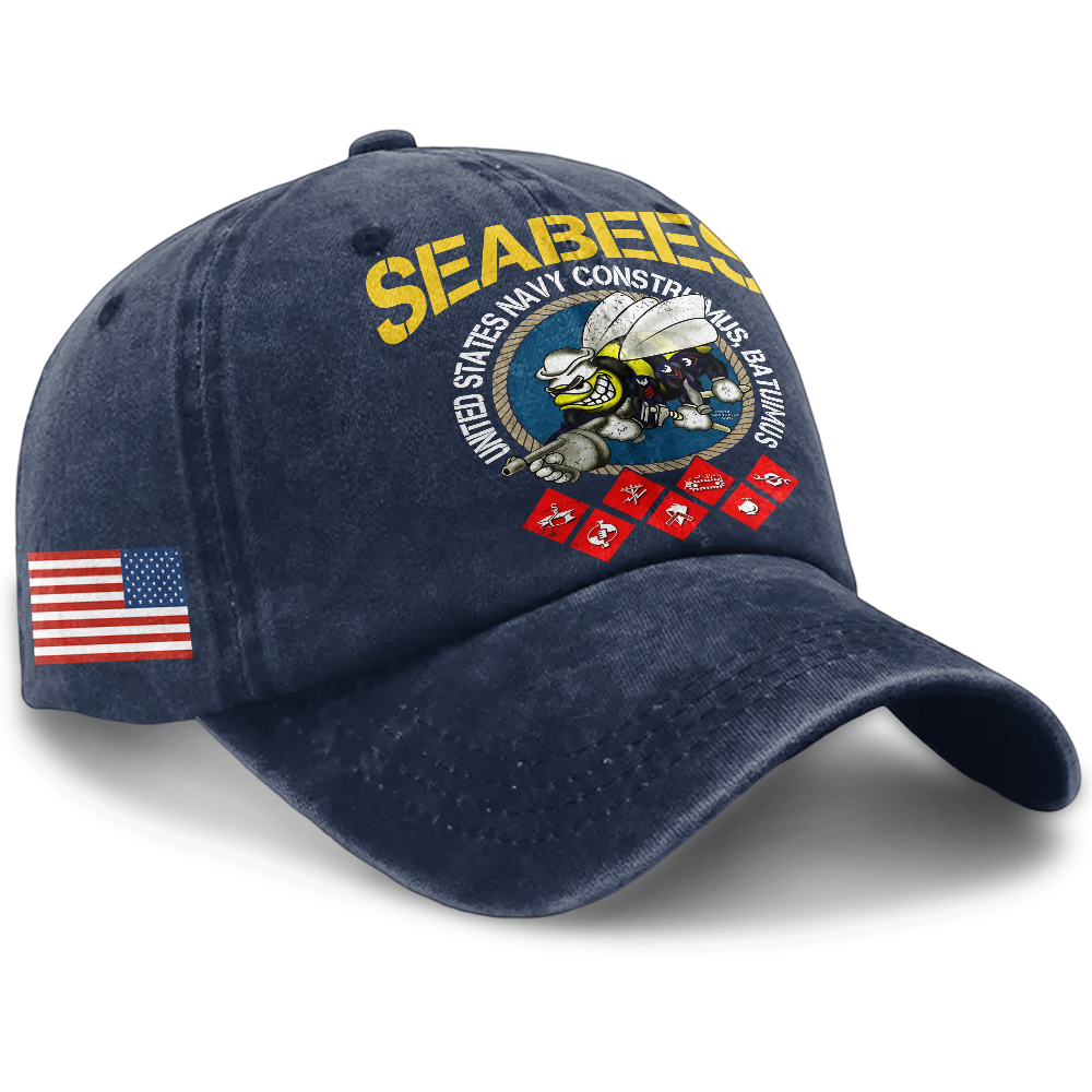 Personalizable Navy Seabee Washed Cap