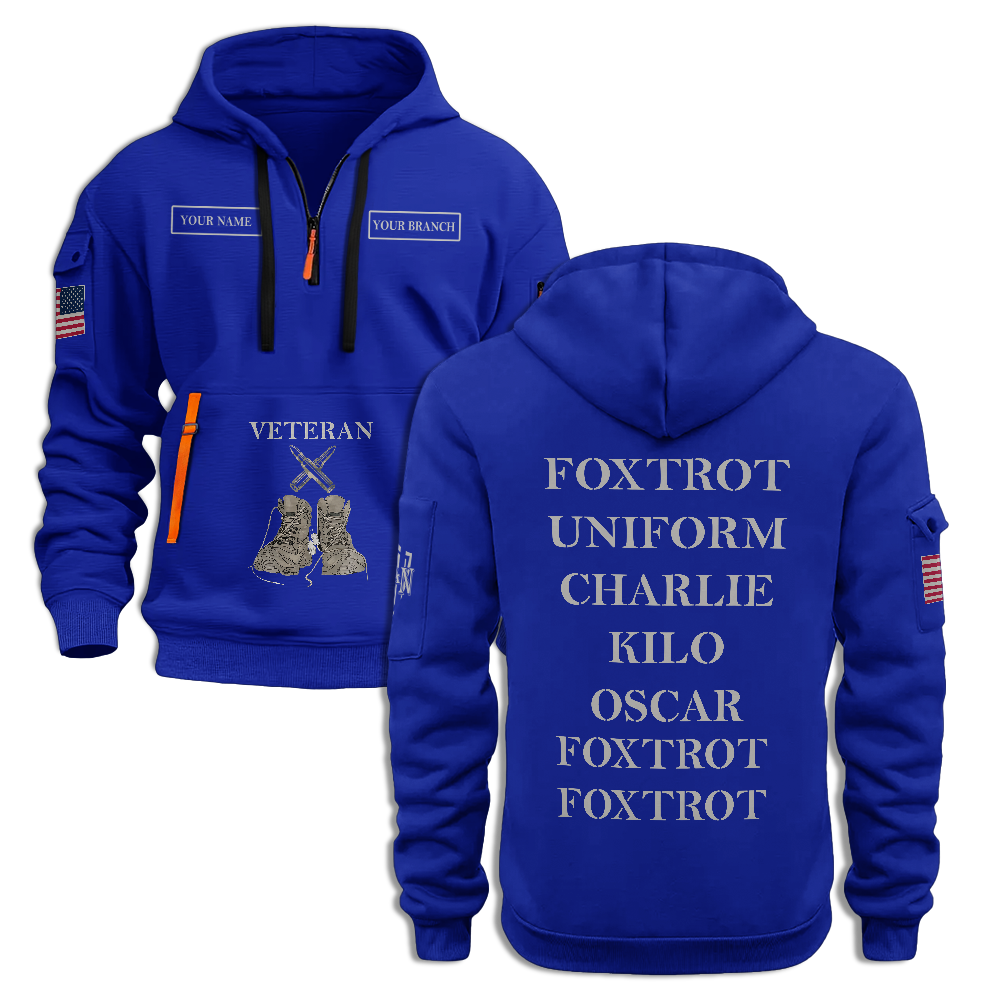 Veteran Foxtrot Uniform Personalizable Quarter Zip Hoodie