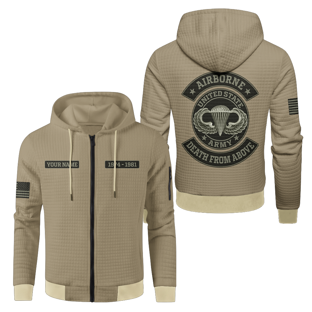 Personalizable Airborne Death From Above Waffle Hooded Jacket