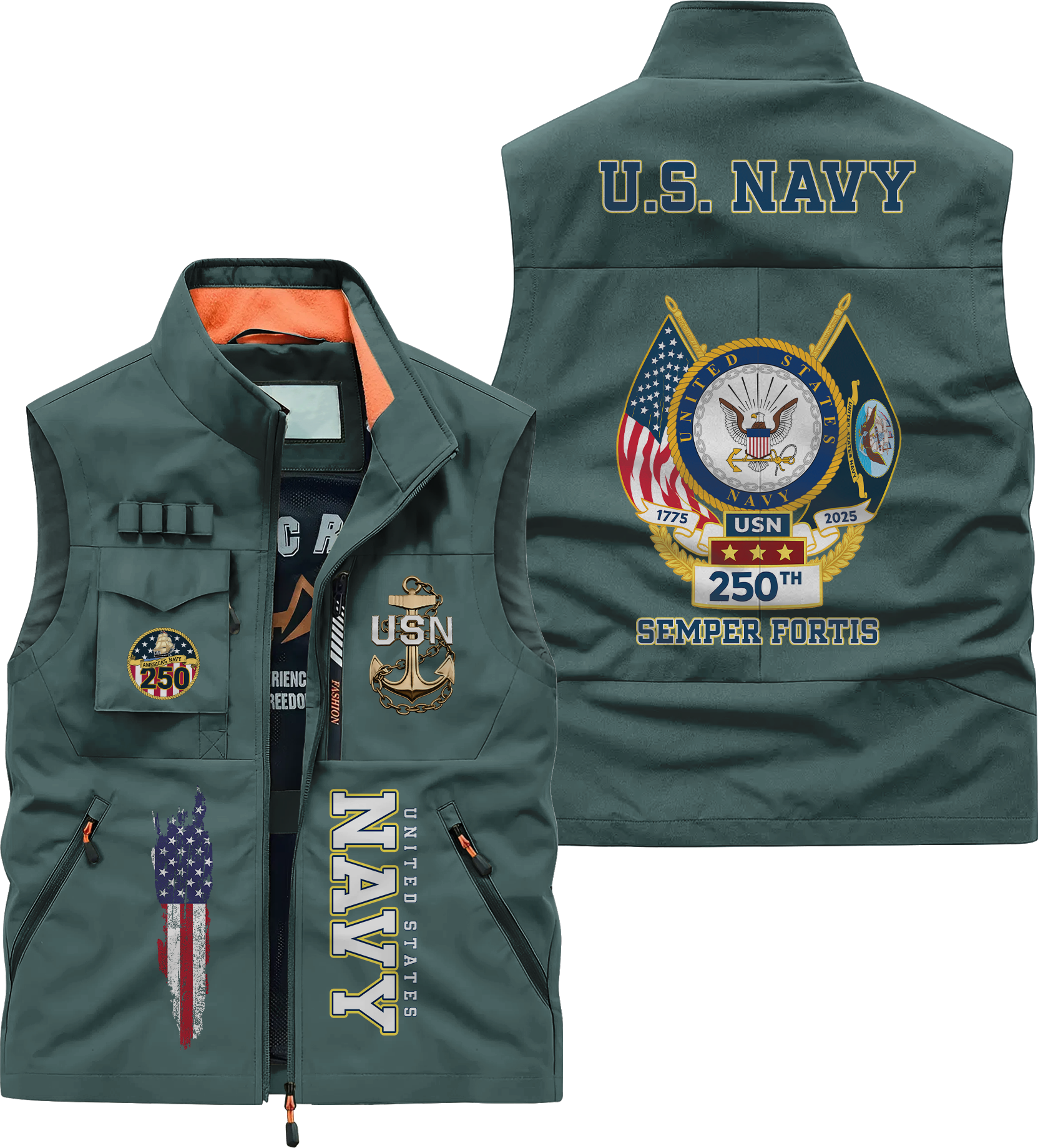 Navy 250th Anniversary Pocket Vest