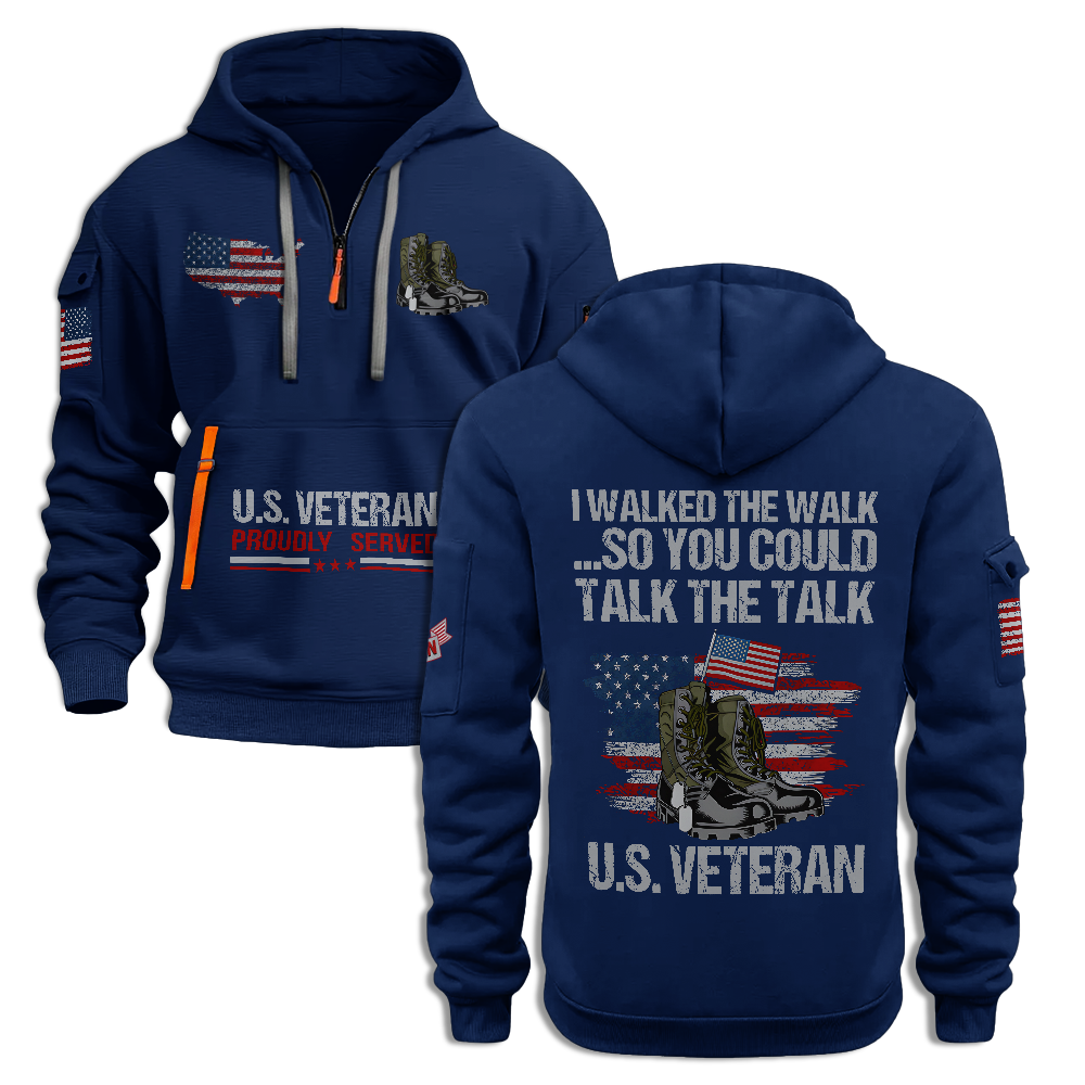 Veteran I Walked The Walk Quarter Zip Hoodie