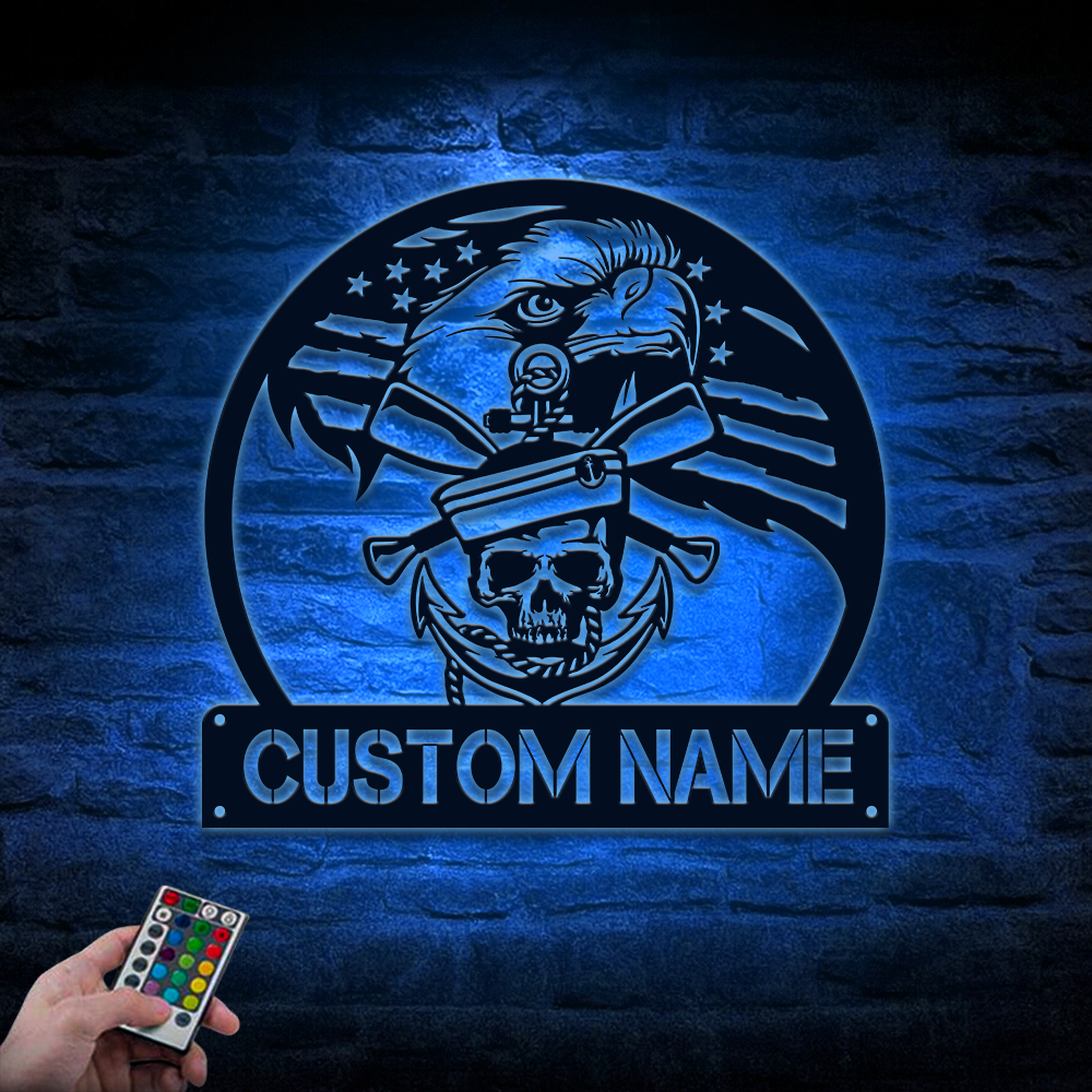 Personalized Navy Eagle Metal Sign Wall Art
