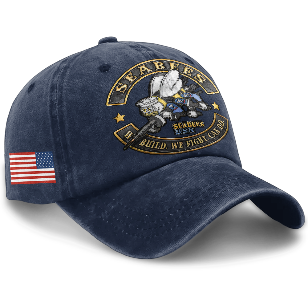 Personalizable Navy Seabee Washed Cap