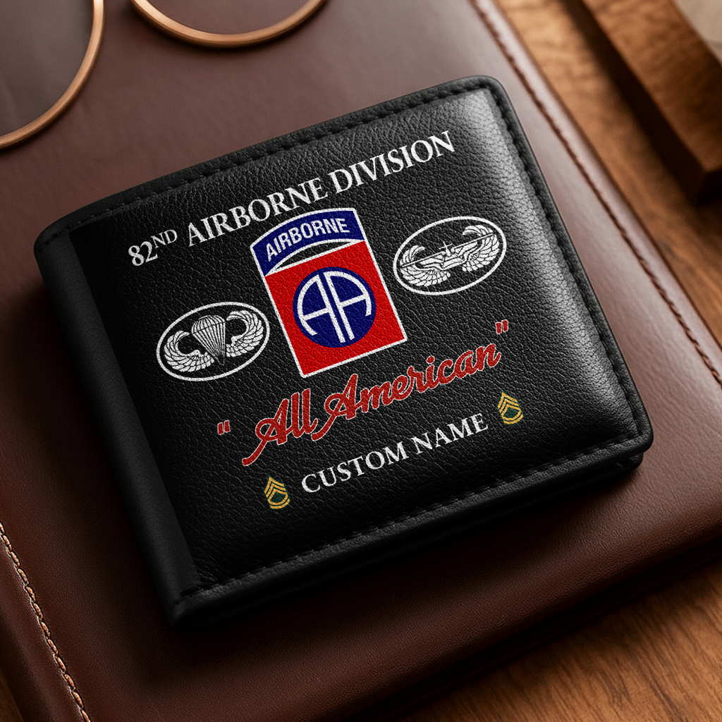 Personalizable 82nd Airborne Division Leather Wallet