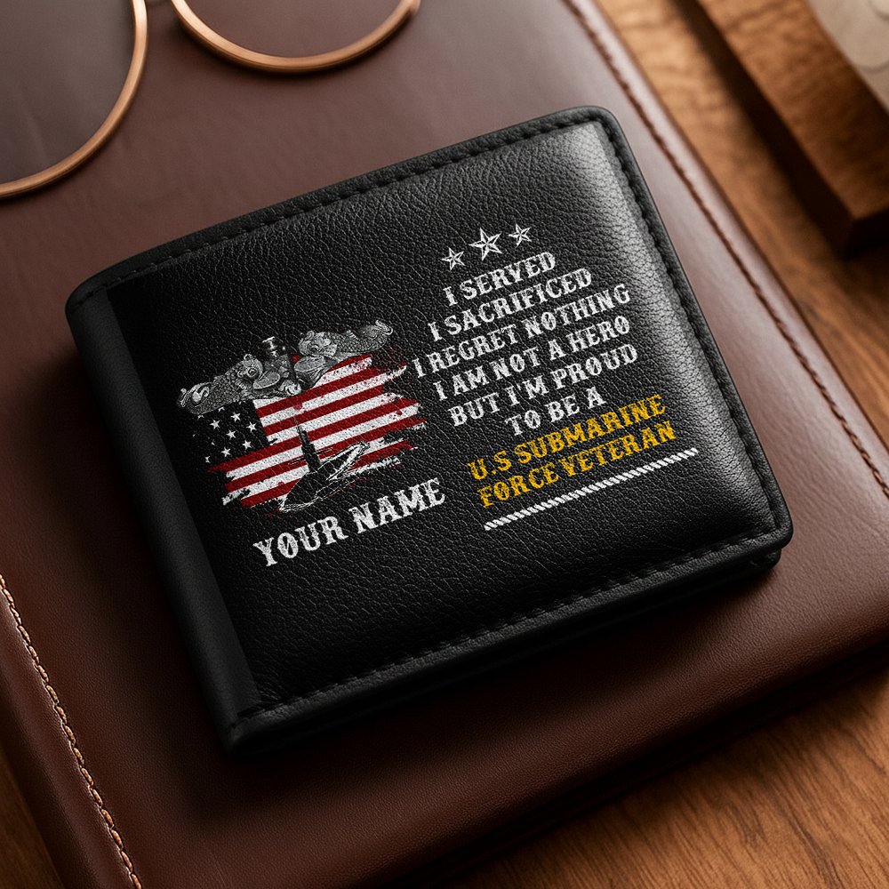 Personalizable Submarine Force Veteran Leather Wallet
