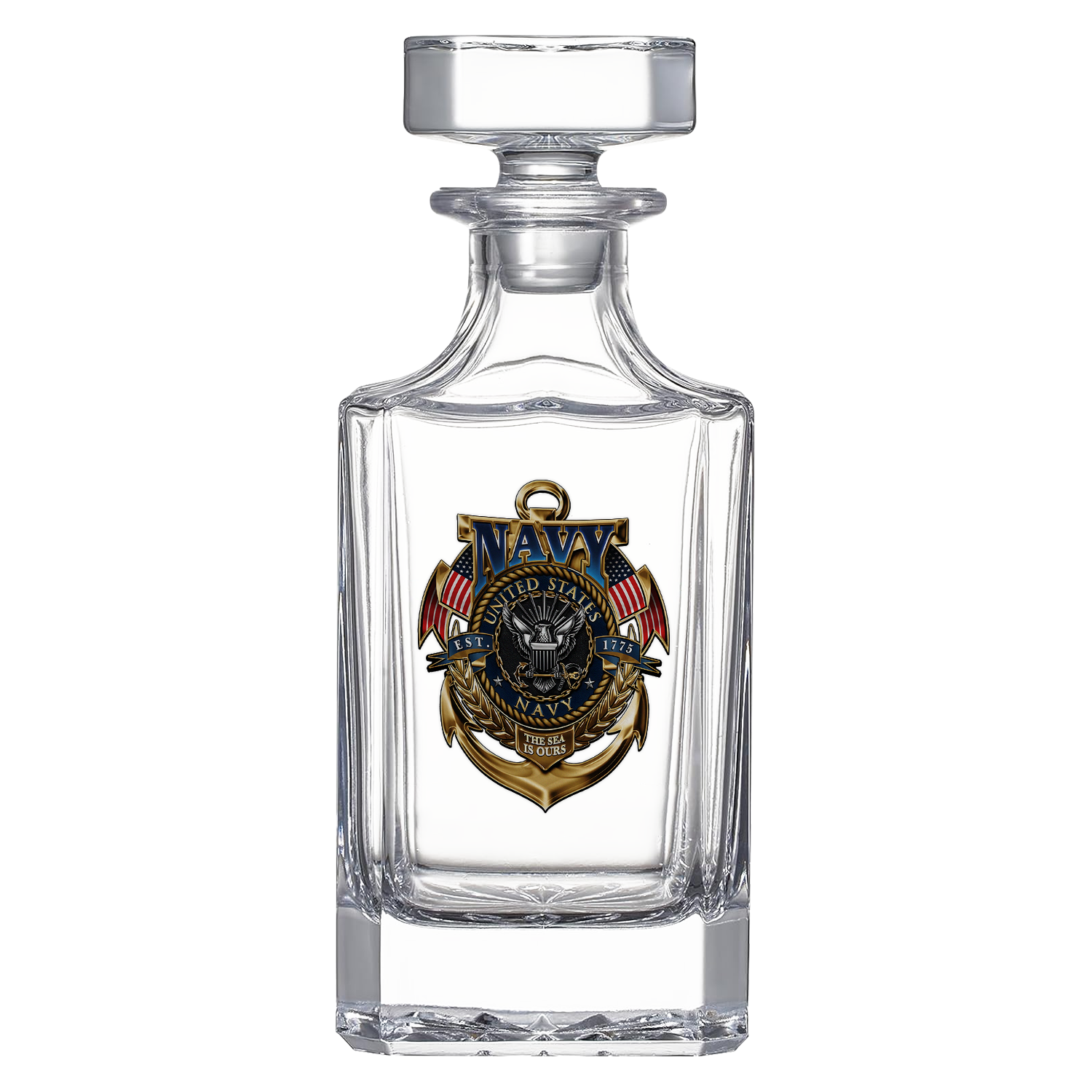 Personalizable Navy Submarine Bullet Whiskey Glass & Decanter Set