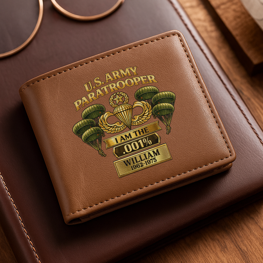 Personalizable Army Paratrooper I'm The .001% Leather Wallet