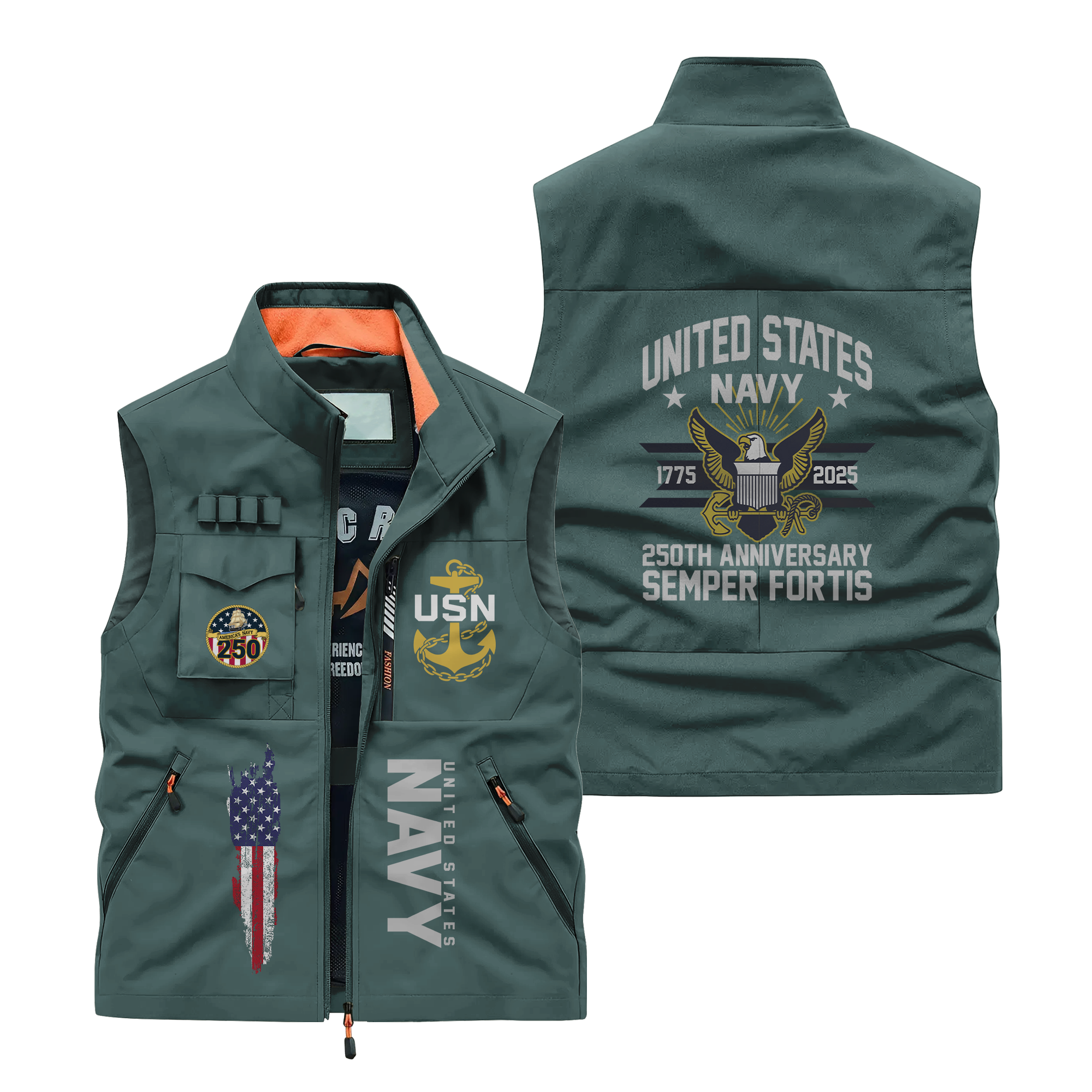 Navy 250th Anniversary Pocket Vest