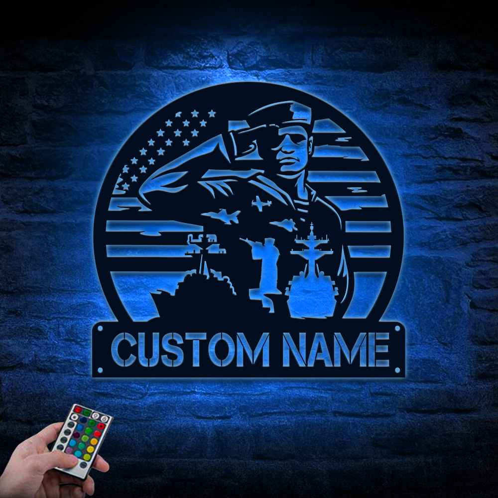 Personalized Navy Sailor Metal Sign Wall Art