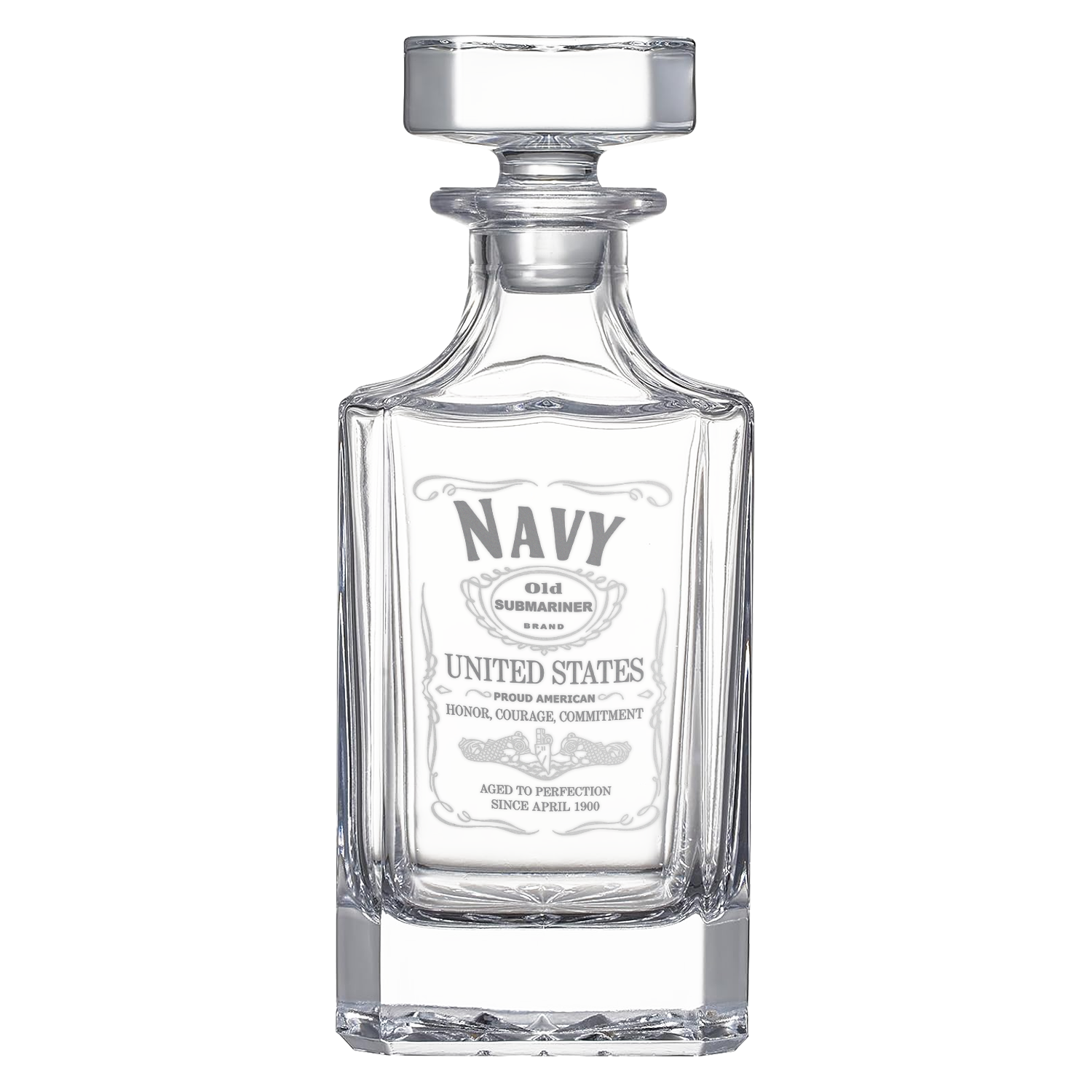 Personalizable Navy Submarine Bullet Whiskey Glass & Decanter Set