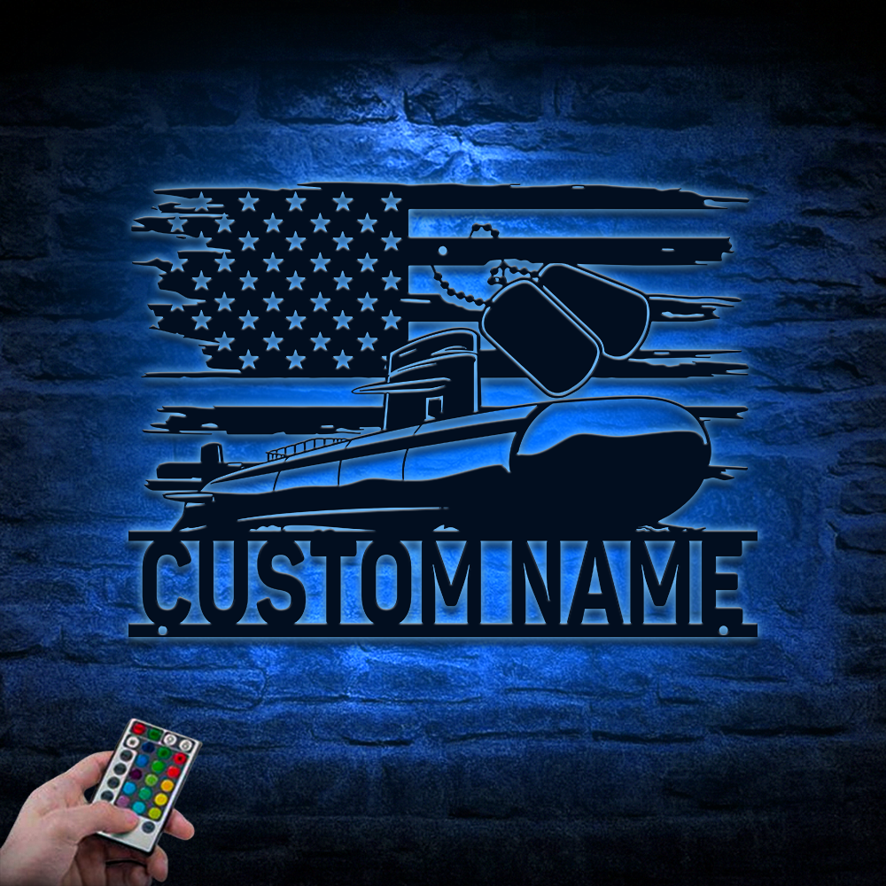 Personalized Navy Submarine Metal Sign Wall Art