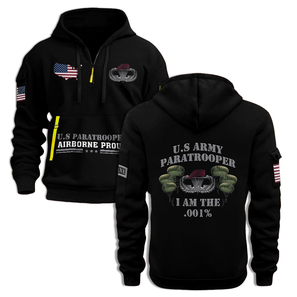 U.S Paratrooper Airborne Proud Quarter Zip Hoodie