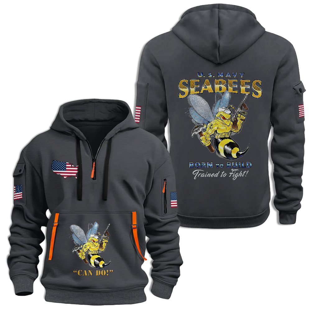 Navy Seabees We Build We Fight Quarter Zip Hoodie