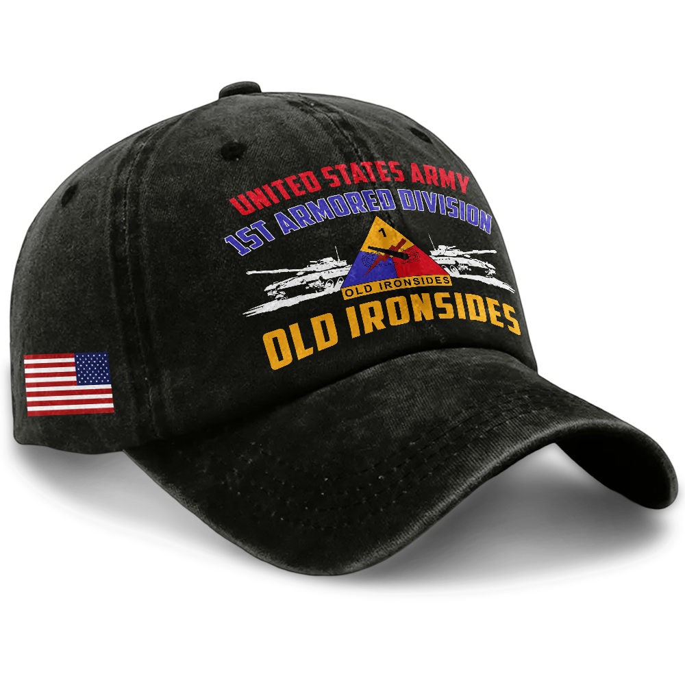Personalizable Army 1st Armored Division Washed Cap