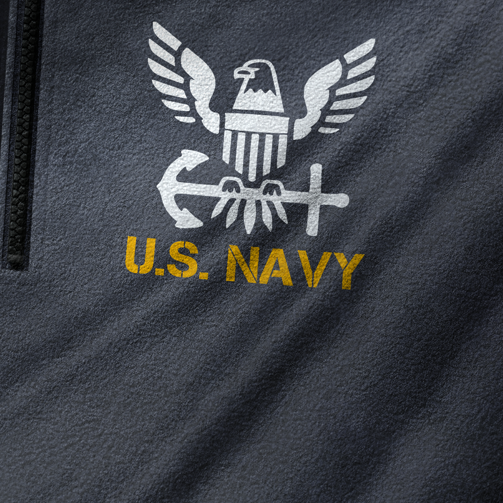 Personalizable Navy Ship Half-Zip Raglan Sweatshirt