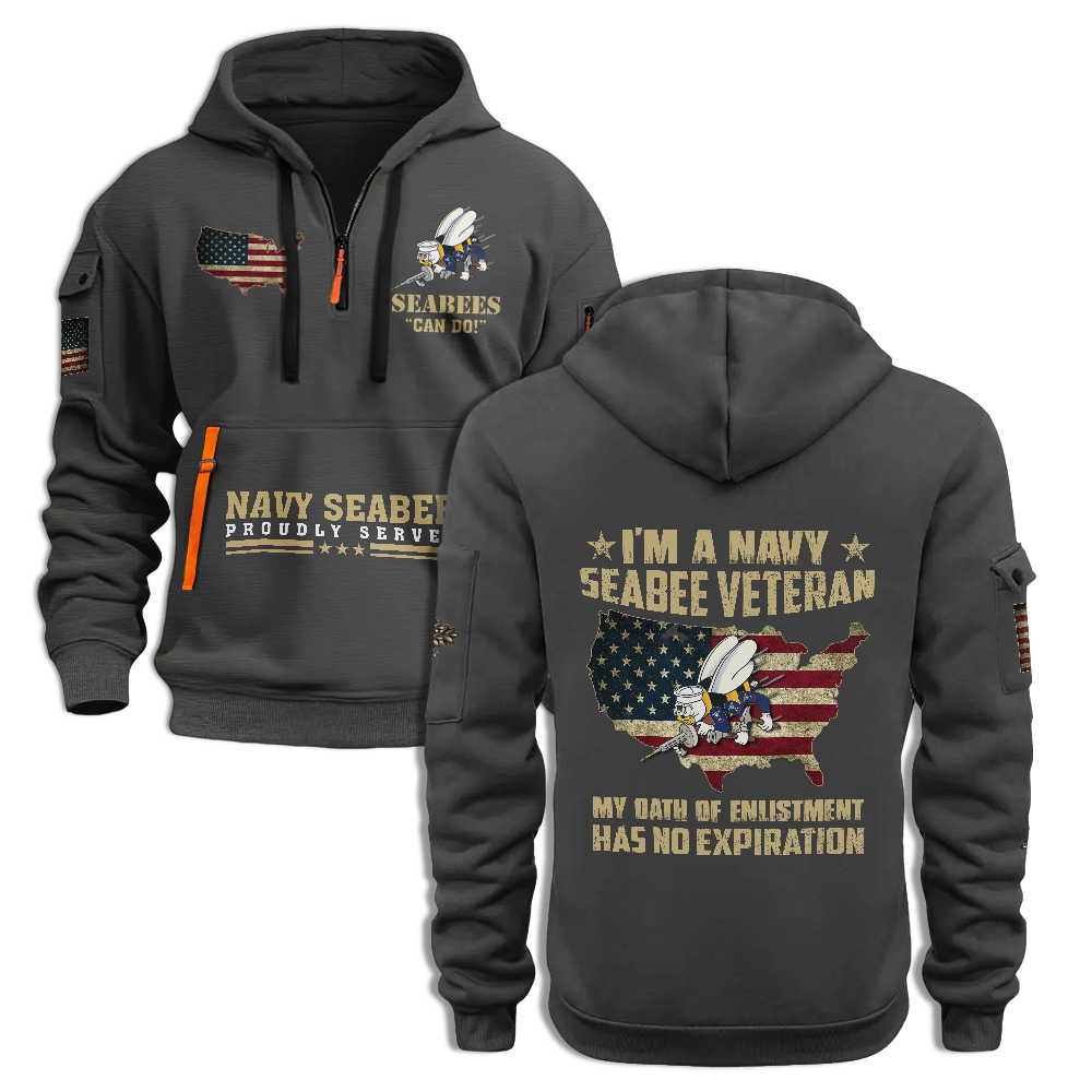 I Am A Navy Seabee Veteran Quarter Zip Hoodie