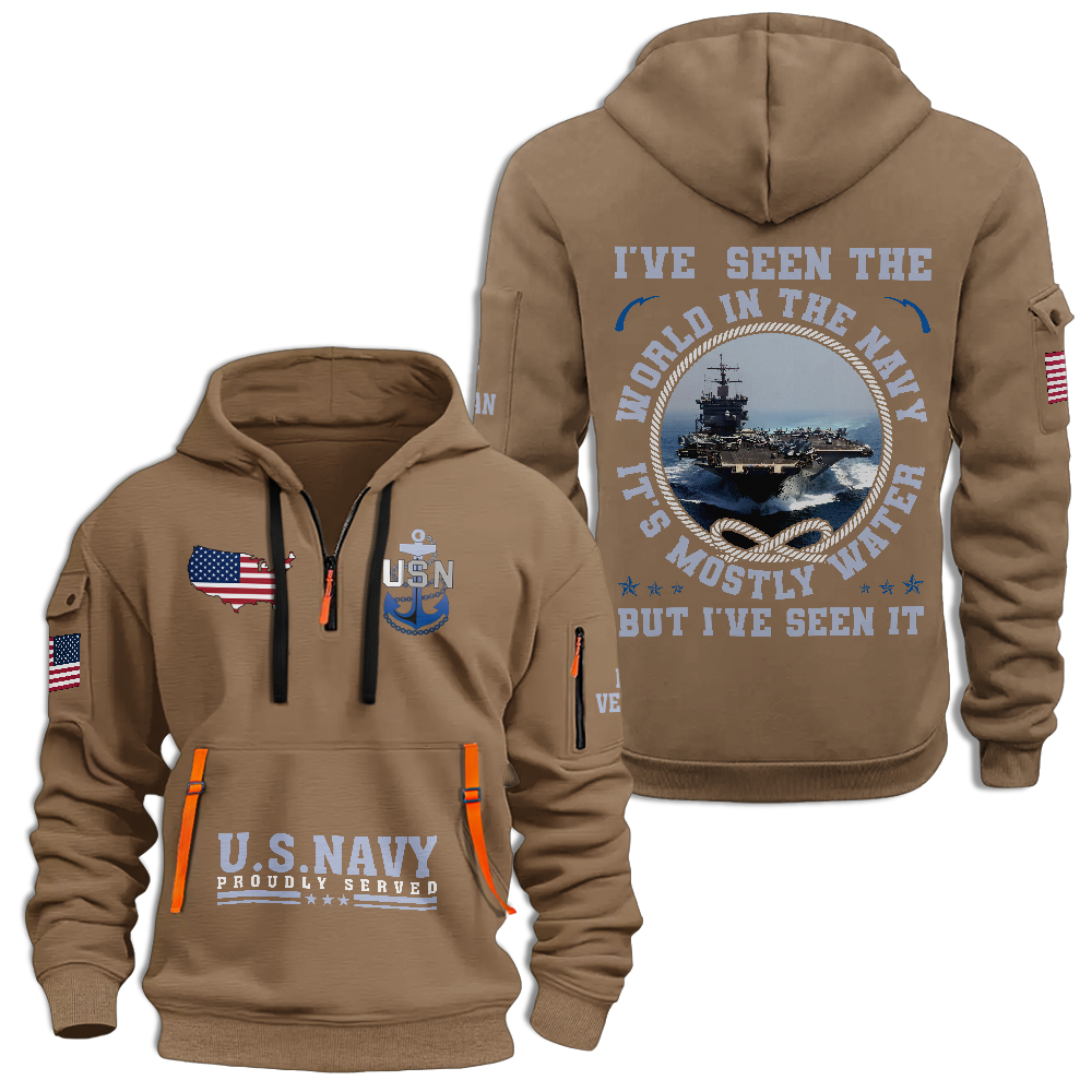 I've Seen The World In The Navy Quarter Zip Hoodie