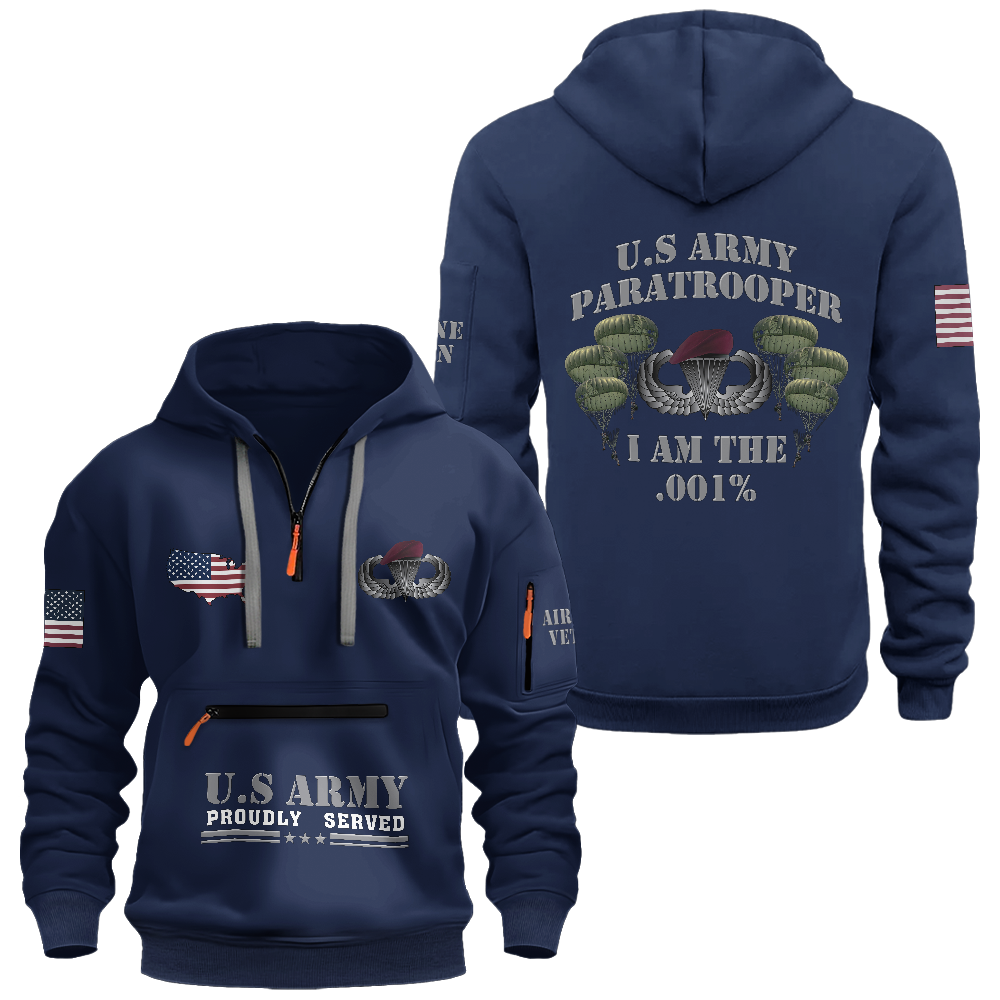 Army Paratrooper I'm The .001% Zipper Pouch Quarter-Zip Hoodie