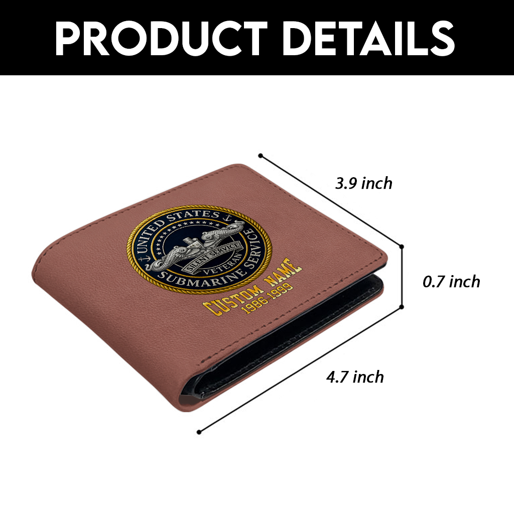 Personalizable Submarine Force Silent Service Leather Wallet