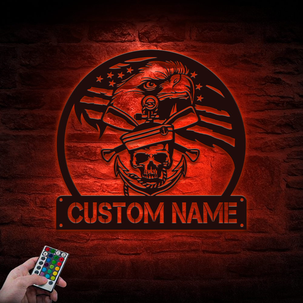 Personalized Navy Eagle Metal Sign Wall Art