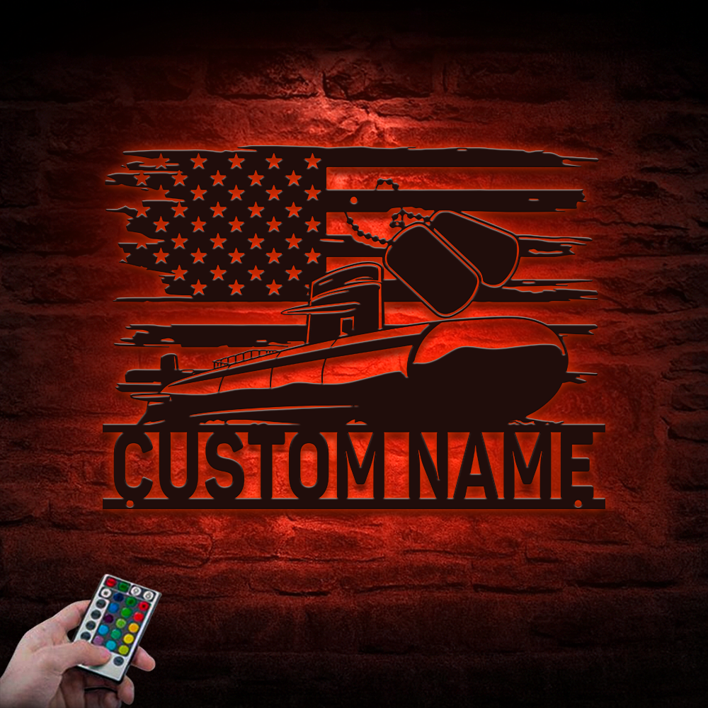 Personalized Navy Submarine Metal Sign Wall Art