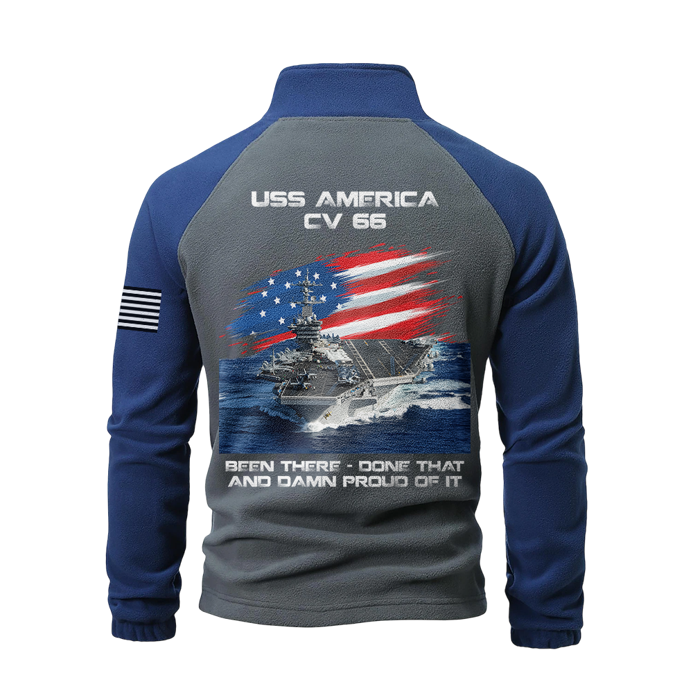 Personalizable Navy Ship Been There Done That Half-Zip Raglan Sweatshirt