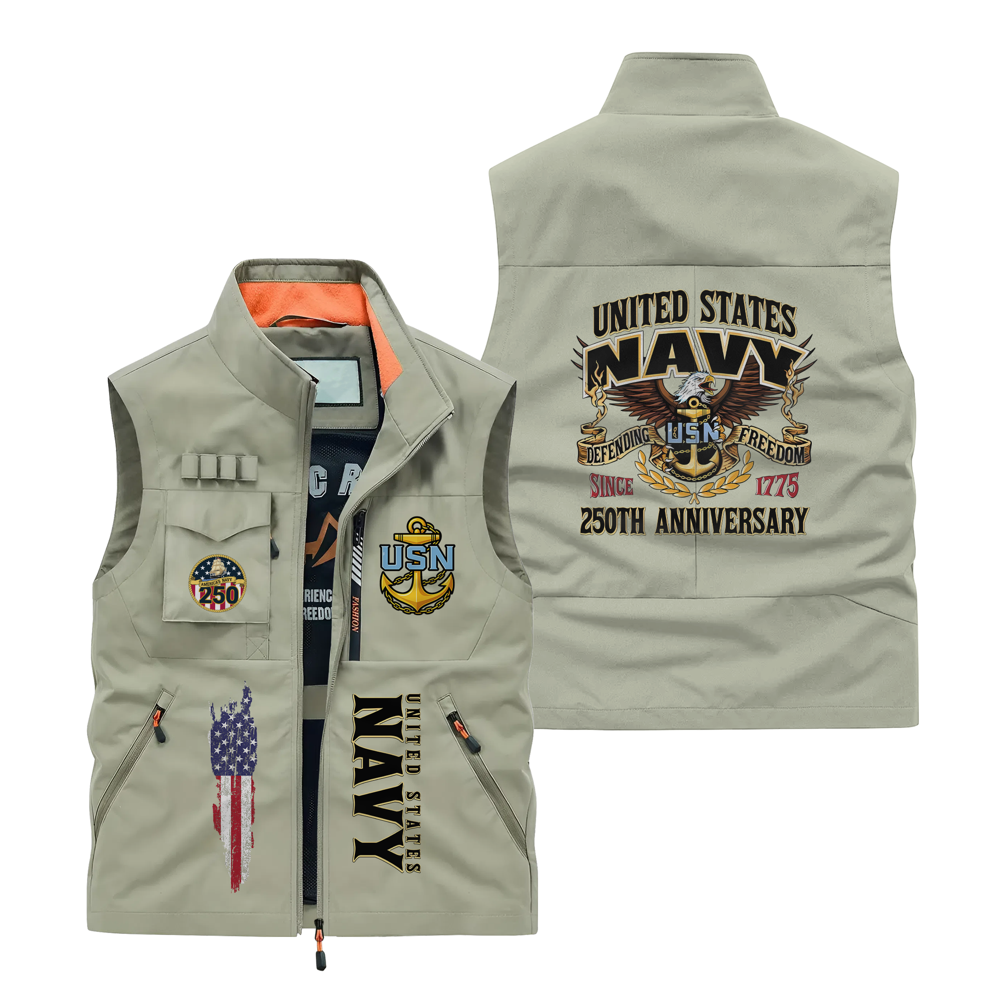 Navy 250th Anniversary Pocket Vest