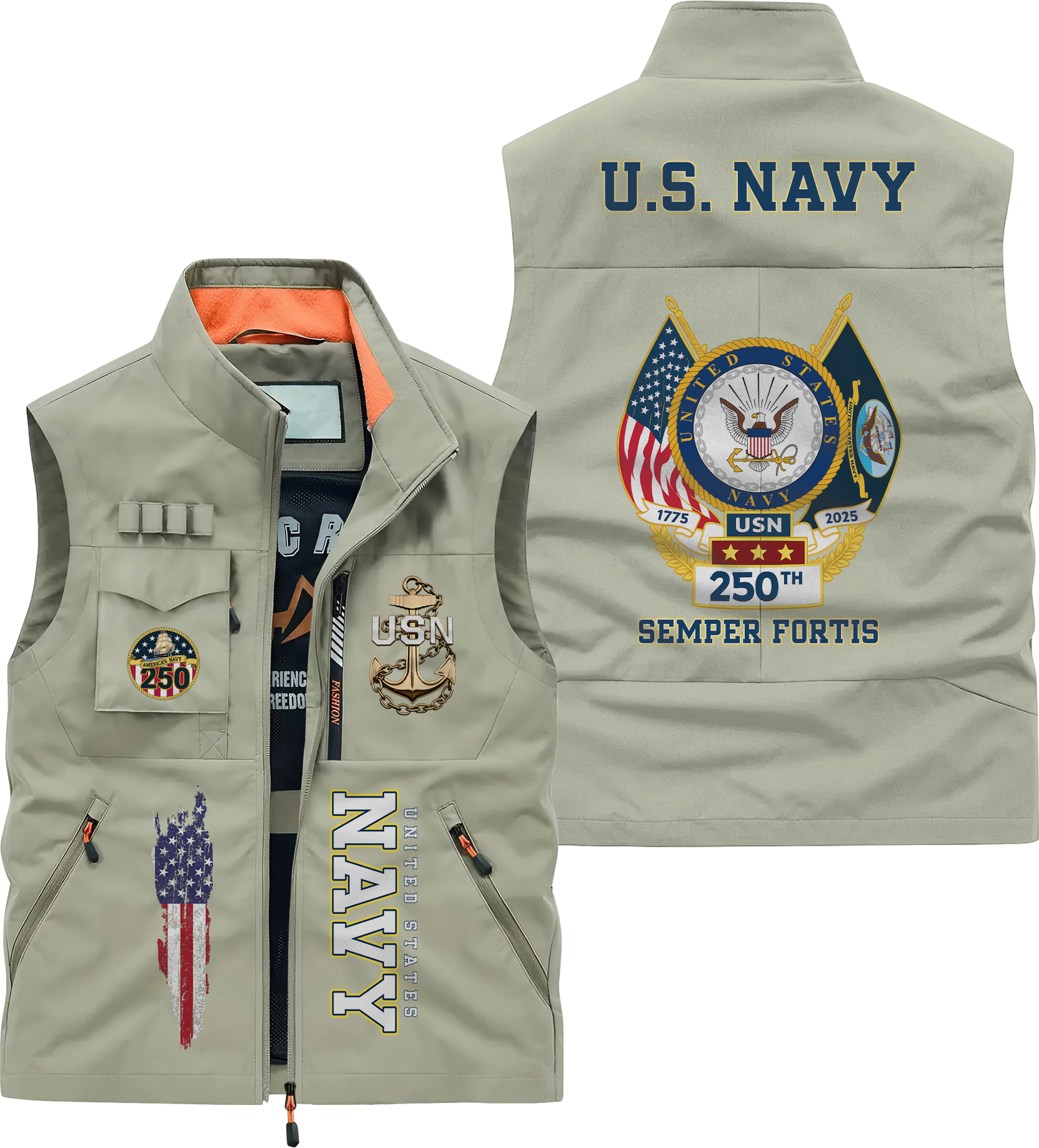 Navy 250th Anniversary Pocket Vest
