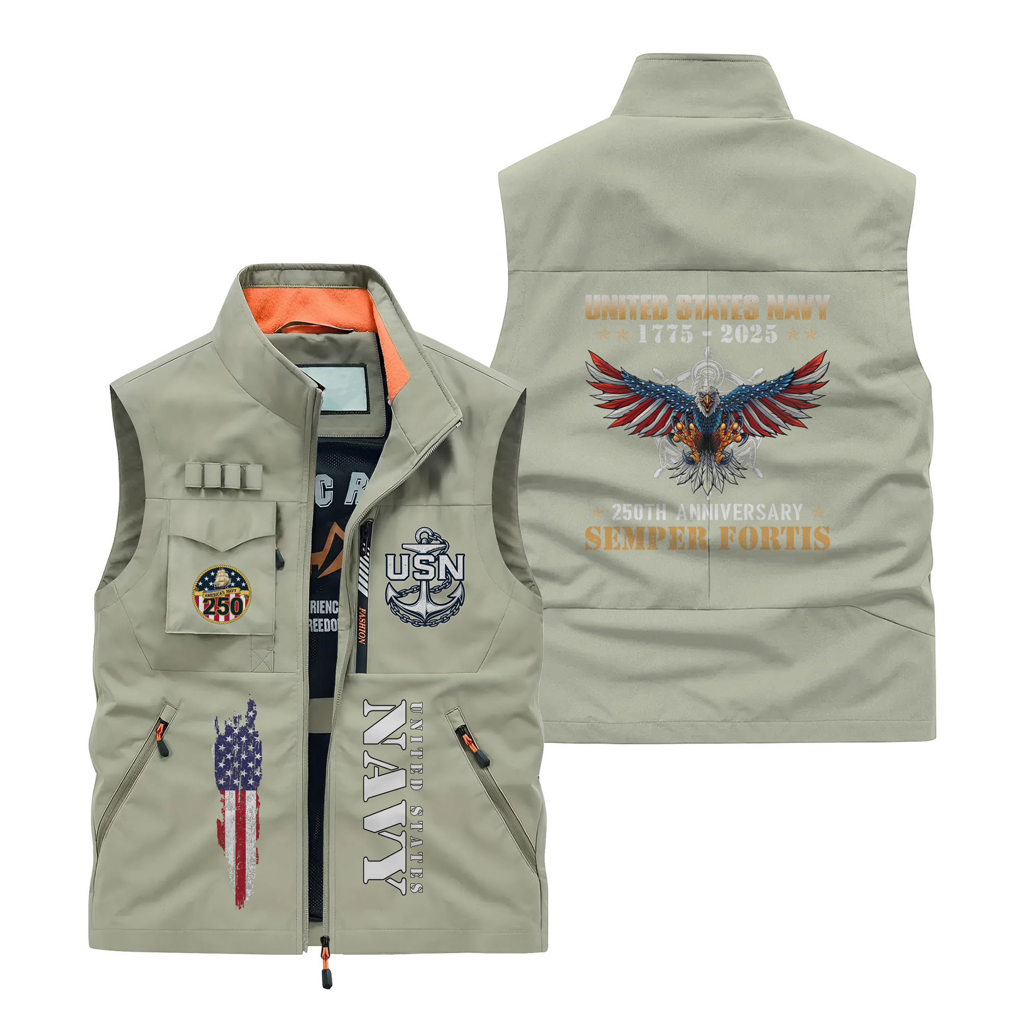 Navy 250th Anniversary Pocket Vest