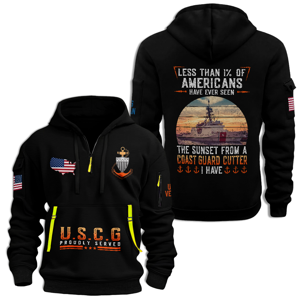 Less Than 1% Coast Guard Cutter Quarter Zip Hoodie