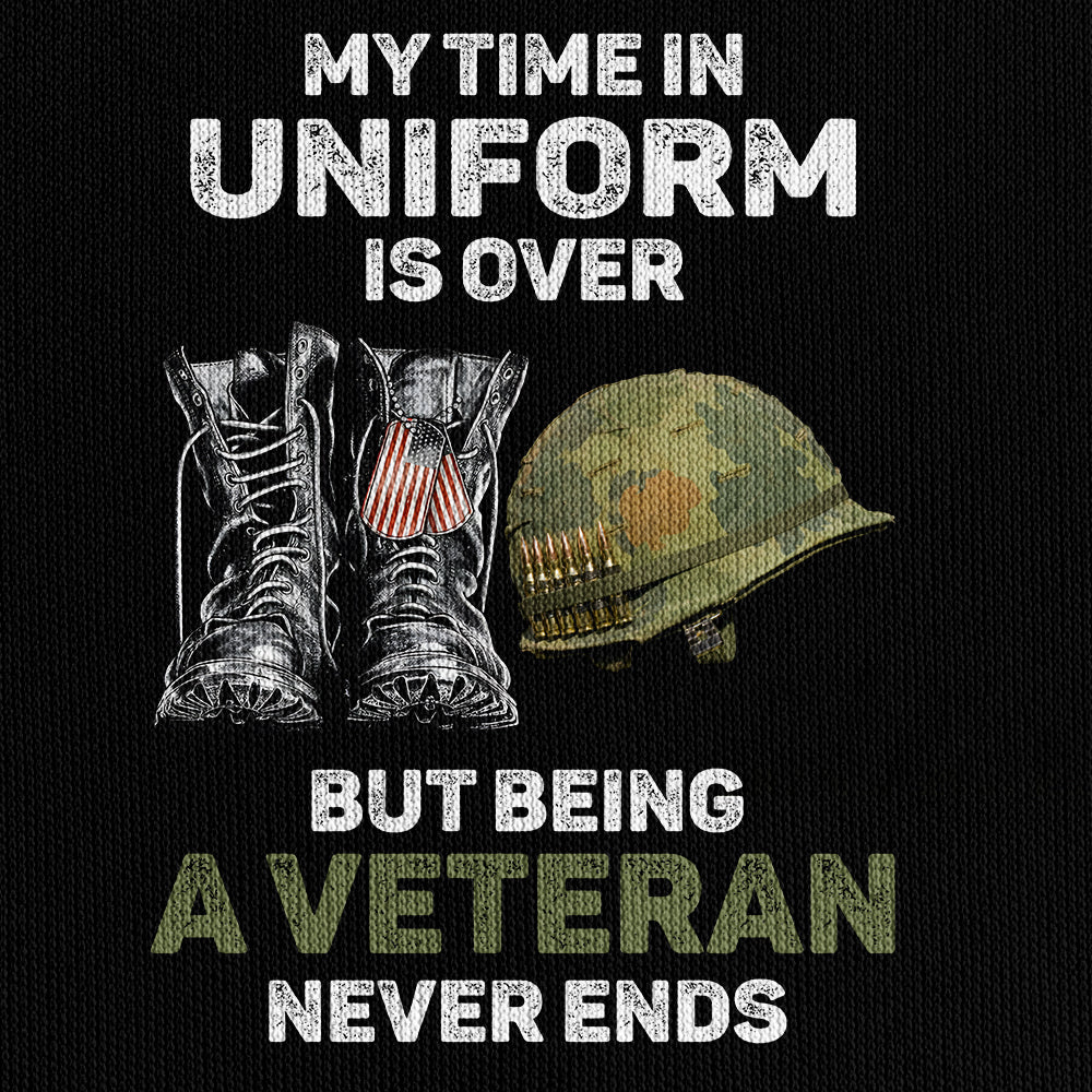 Veteran My Time In Uniform Is Over Personalizable Quarter Zip Hoodie