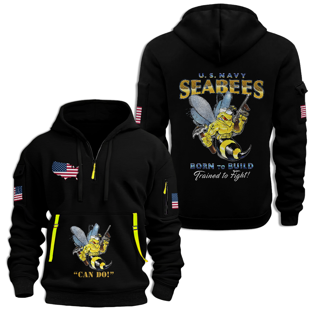 Navy Seabees We Build We Fight Quarter Zip Hoodie