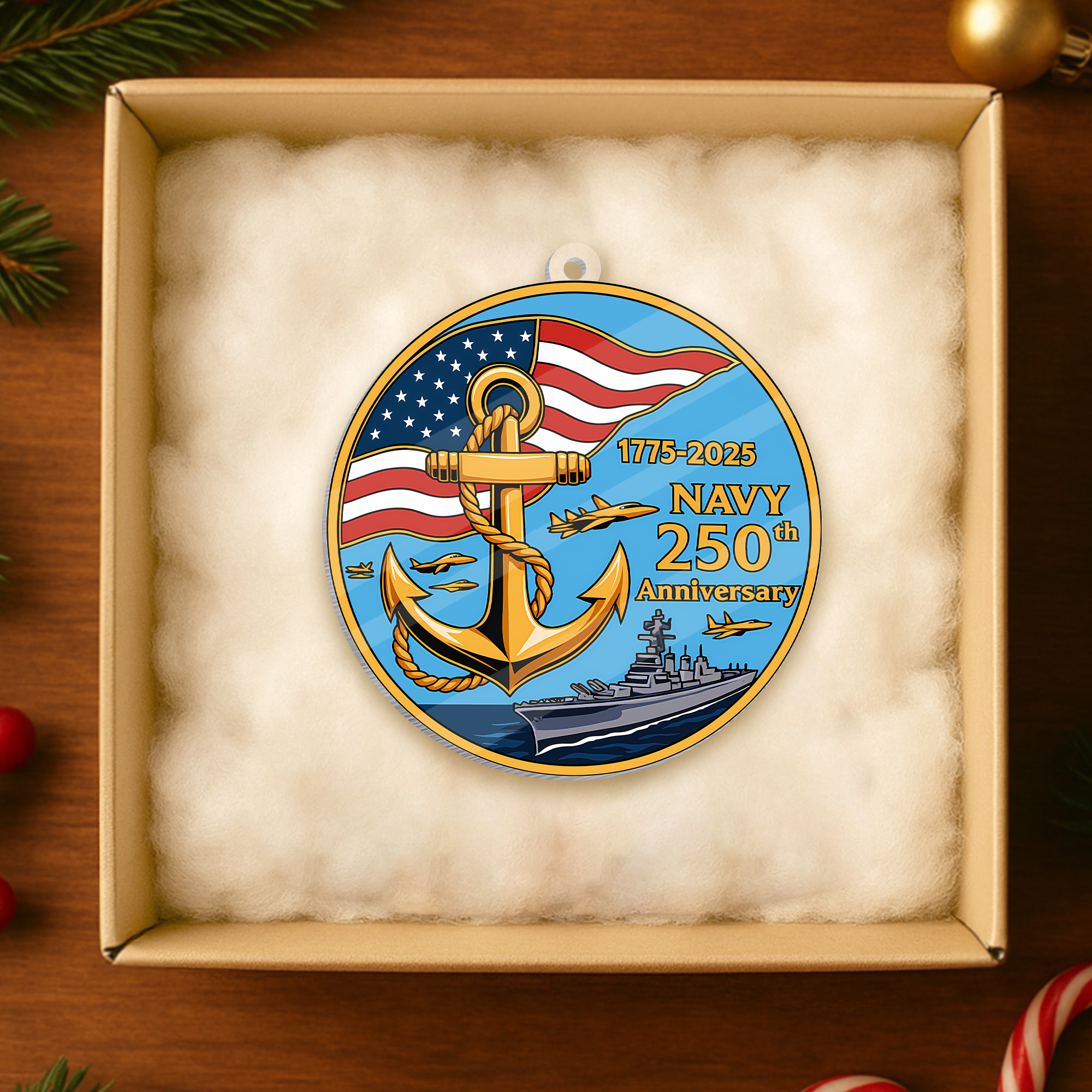 Navy 250th Anniversary Acrylic Ornament