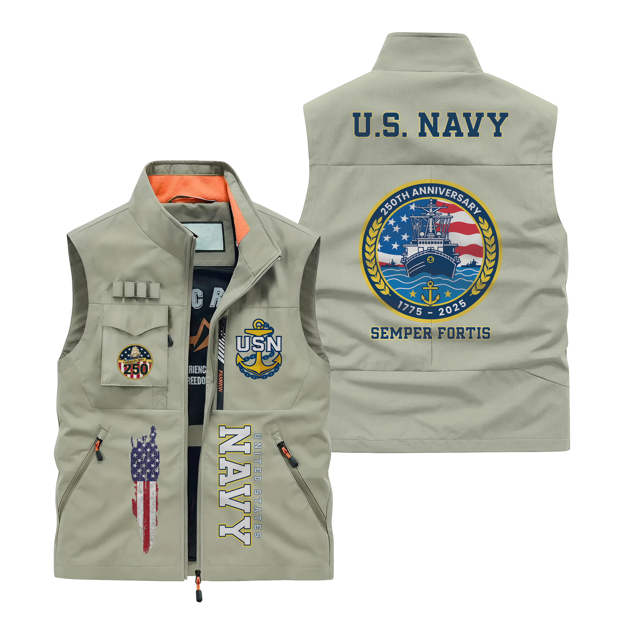 Navy 250th Anniversary Pocket Vest