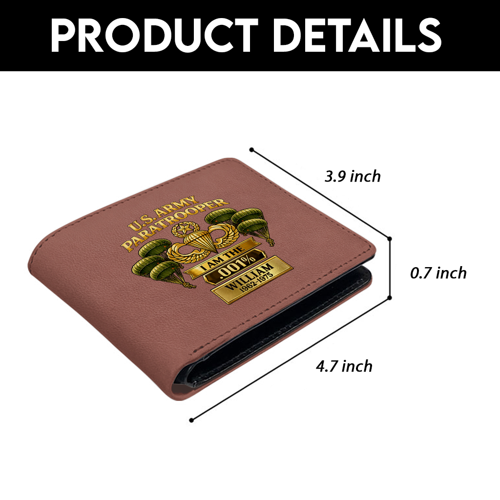 Personalizable Army Paratrooper I'm The .001% Leather Wallet