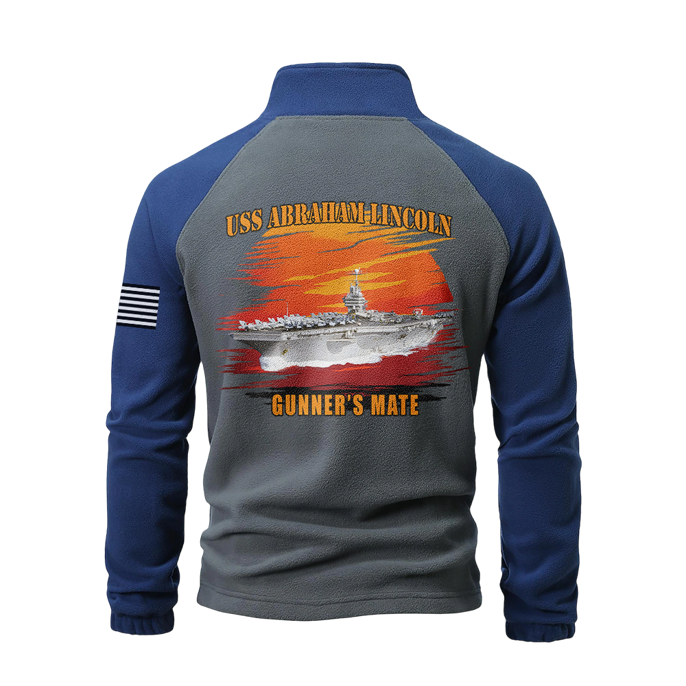 Personalizable Navy Ship Half-Zip Raglan Sweatshirt