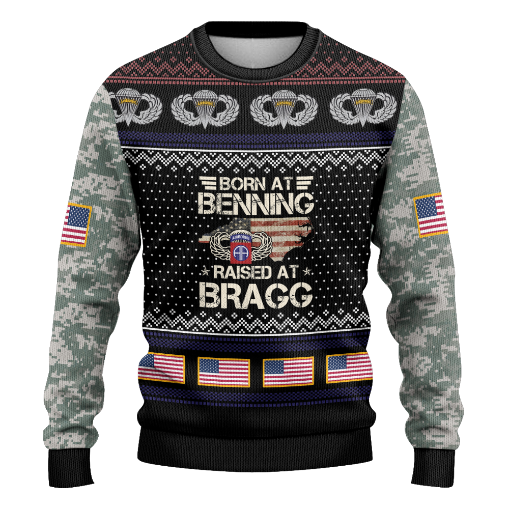 Born At Benning Raised At Bragg Knitted Sweatshirt