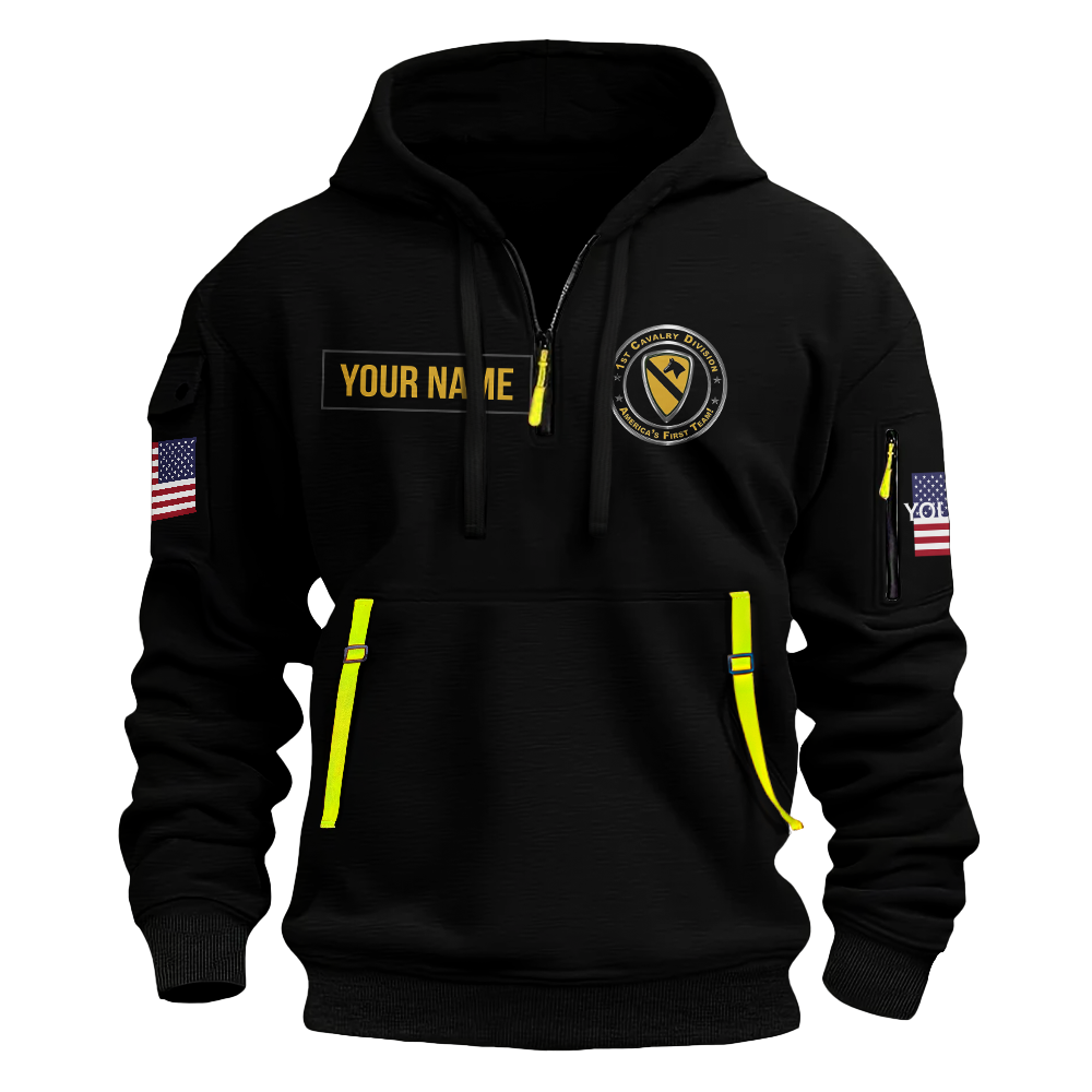 1st Calvary Division America's First Team Customizable Quarter Zip Hoodie