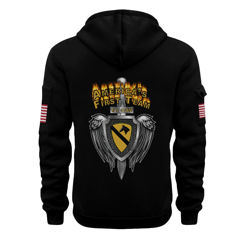 1st Calvary Division America's First Team Customizable Quarter Zip Hoodie